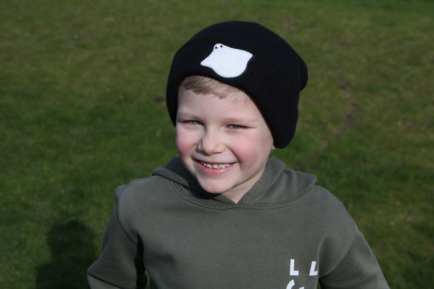 Friendly Ghost Black Beanie
