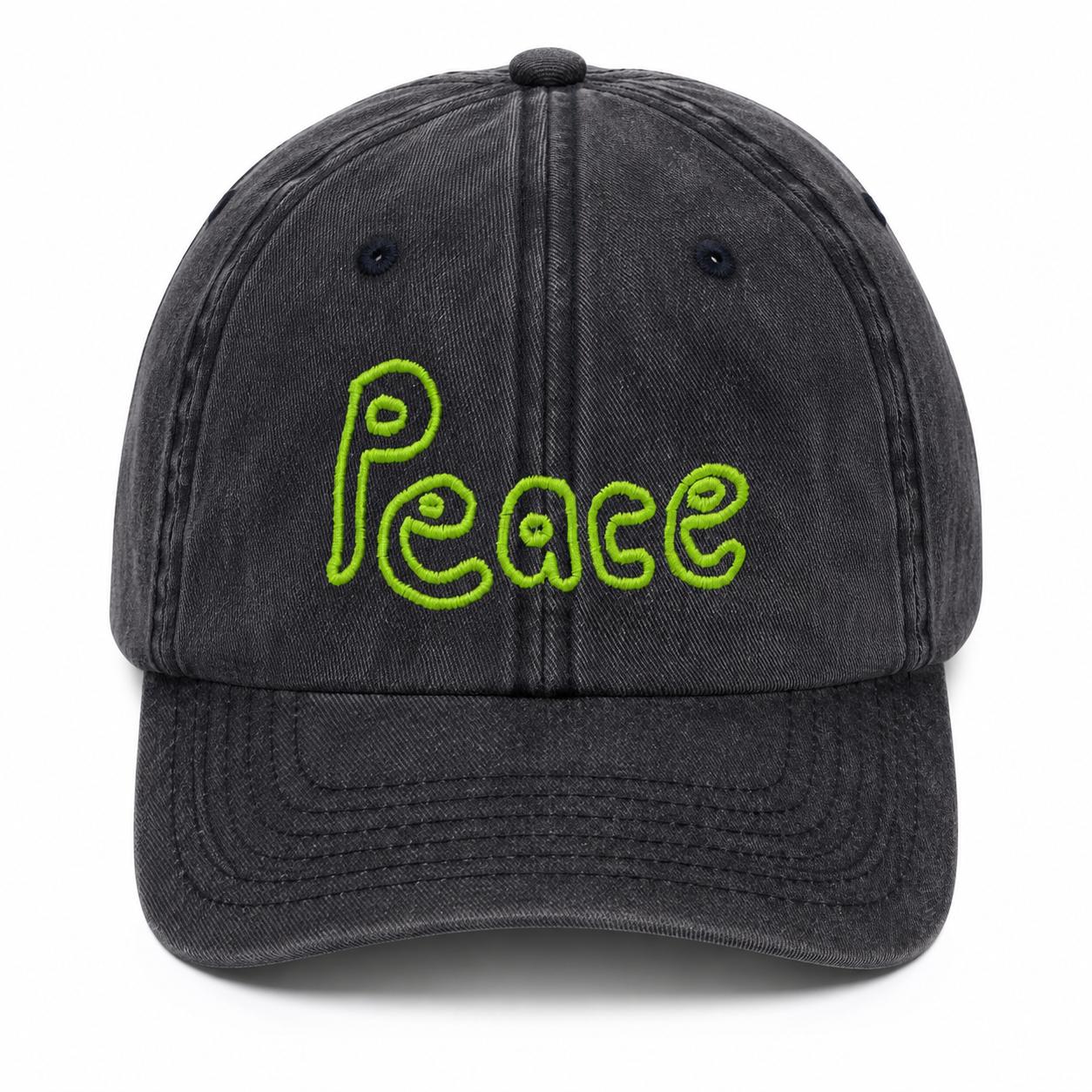 Peace Cap Black Neon Yellow Embroidery