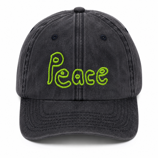 Peace Cap Black Neon Yellow Embroidery