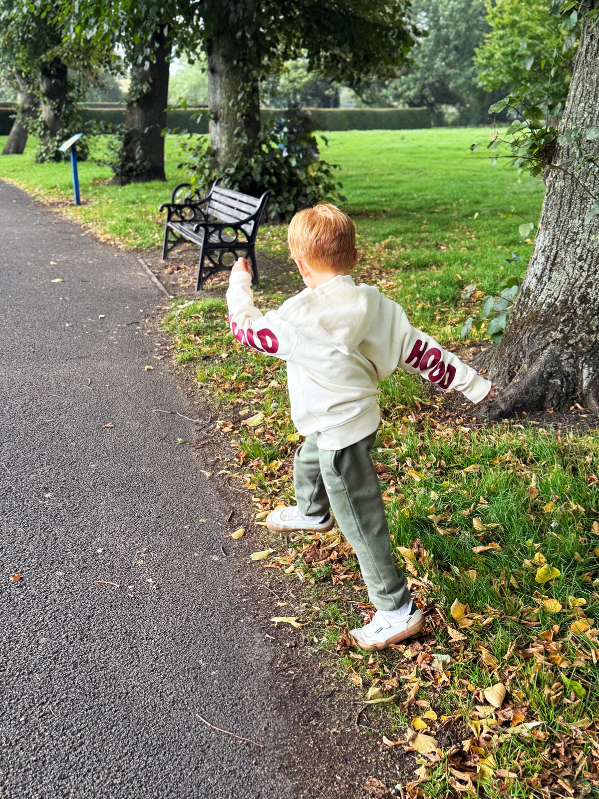 Ecru Child-Hood Printed Hoodie